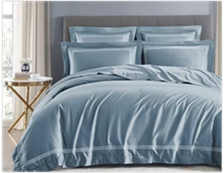 100% Cotton, 300 Thread counts, sliver grey Sateen Bed set, three lines embroidery