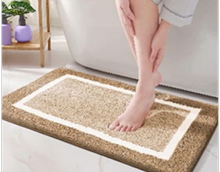 Polyester 1600GSM Tufted brown border bathmat